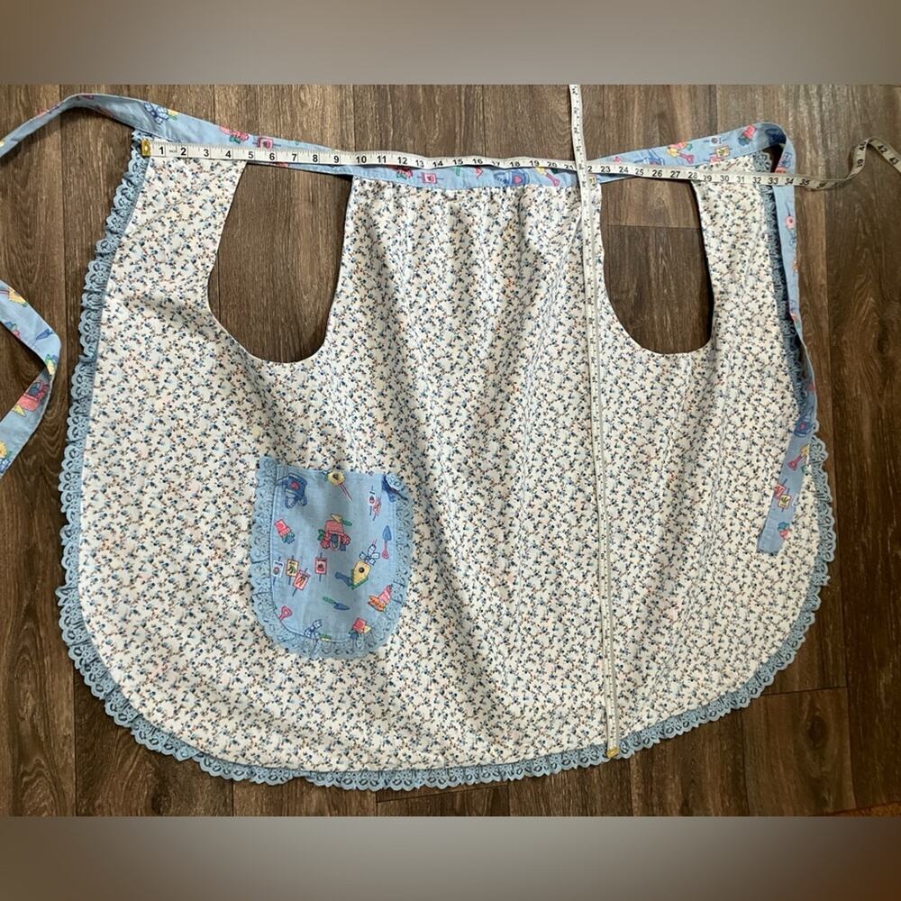 Blue Patterned Reversible Kitchen Apron OSFM - Picture 8 of 8
